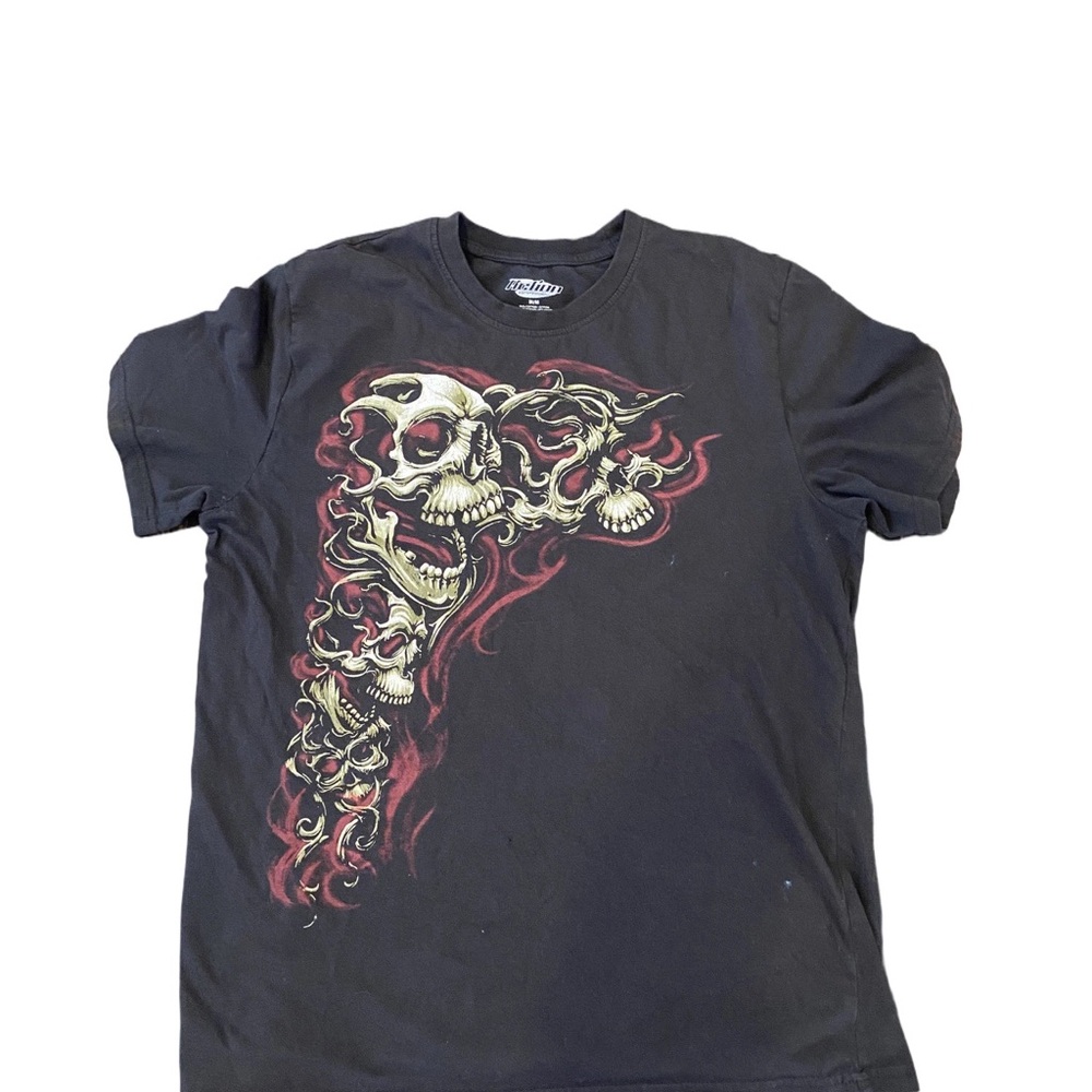 Gildan Black Tee with Red Skull Design